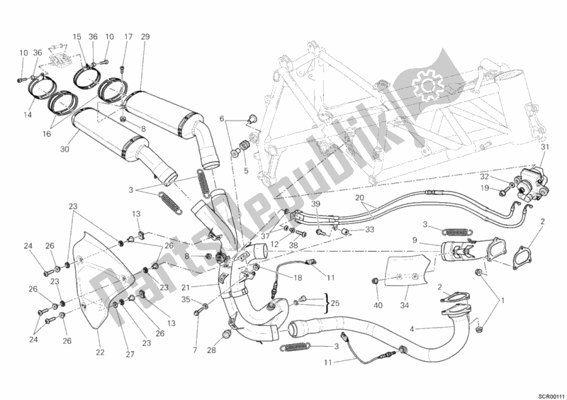 All parts for the Exhaust System of the Ducati Superbike 848 EVO Corse SE USA 2012